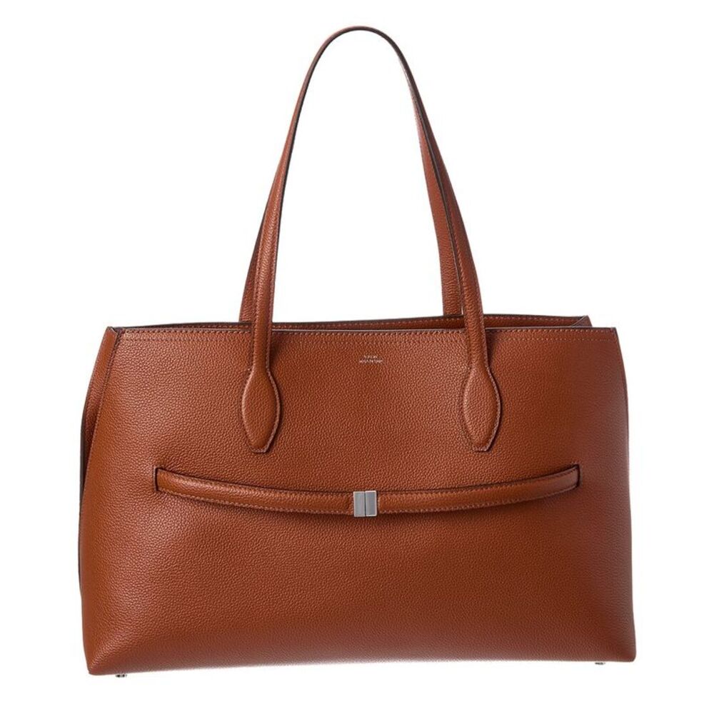 Toteme Logo Leather Tote, Brown